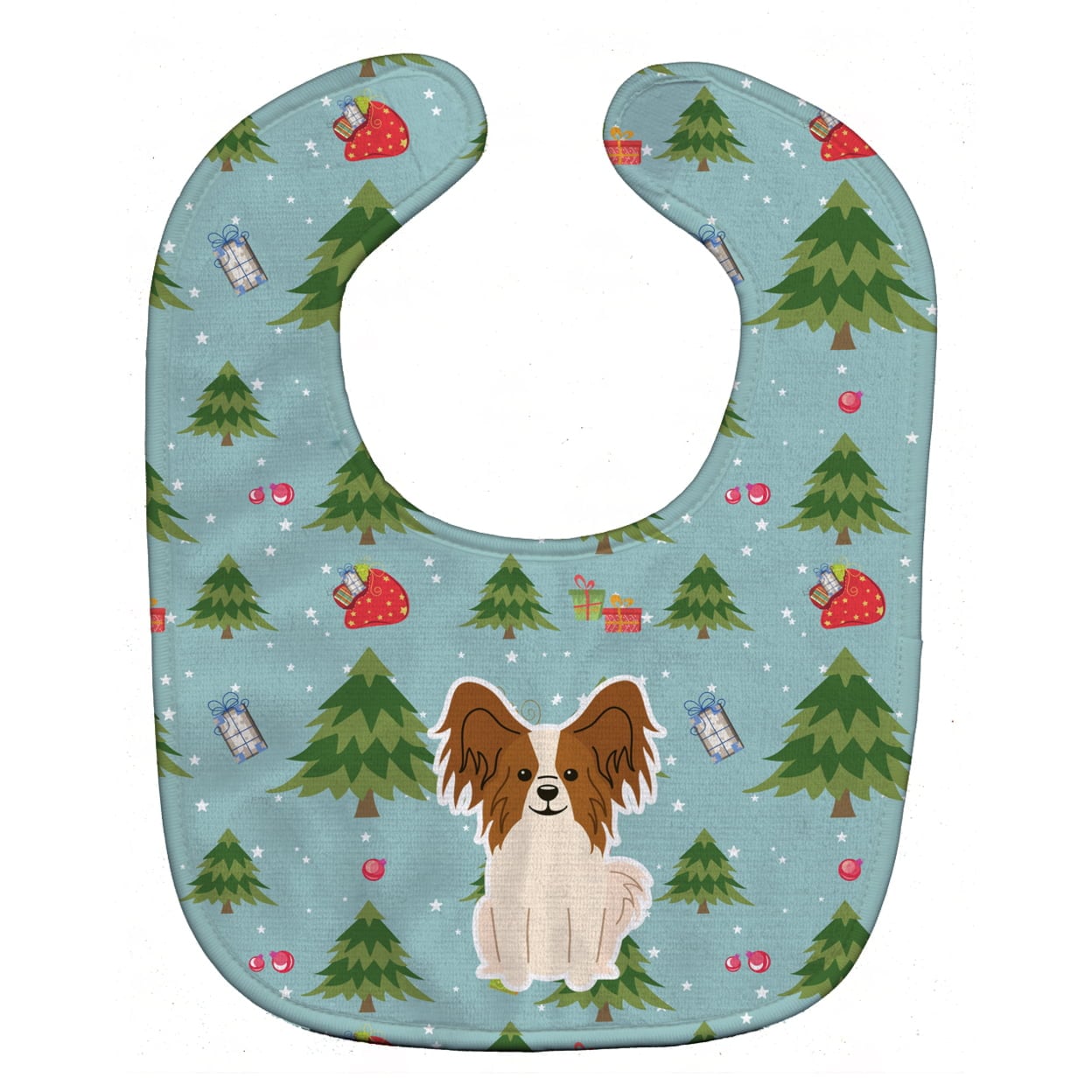 Christmas Papillon Red White Baby Bib