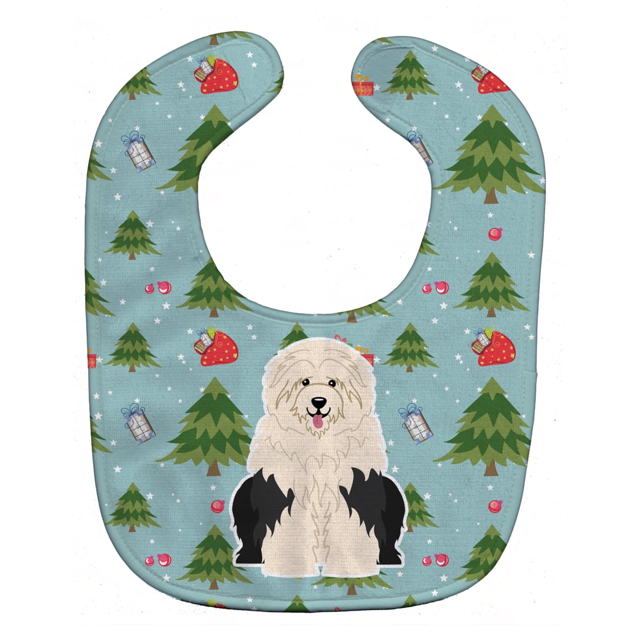 BB4756BIB Christmas Old English Sheepdog Baby Bib