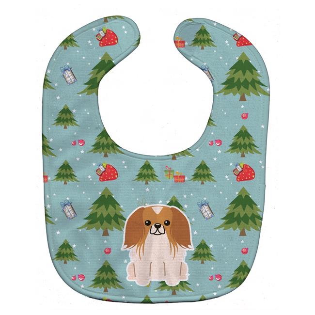 Christmas Pekingnese Red White Baby Bib