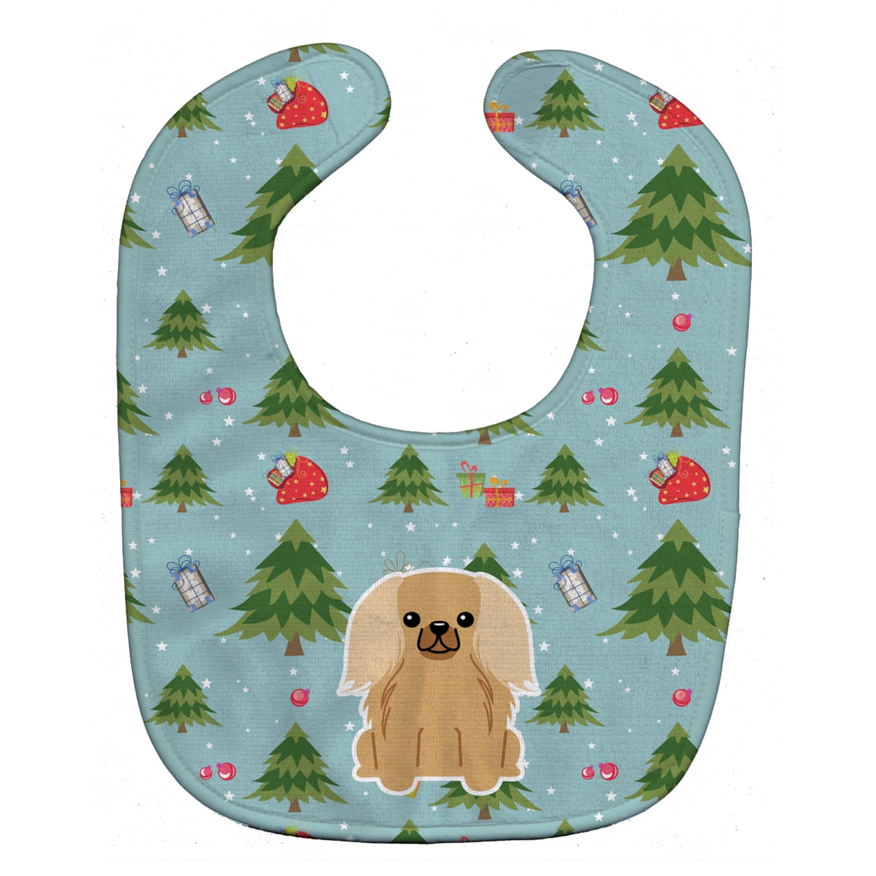 Christmas Pekingnese Fawn Sable Baby Bib