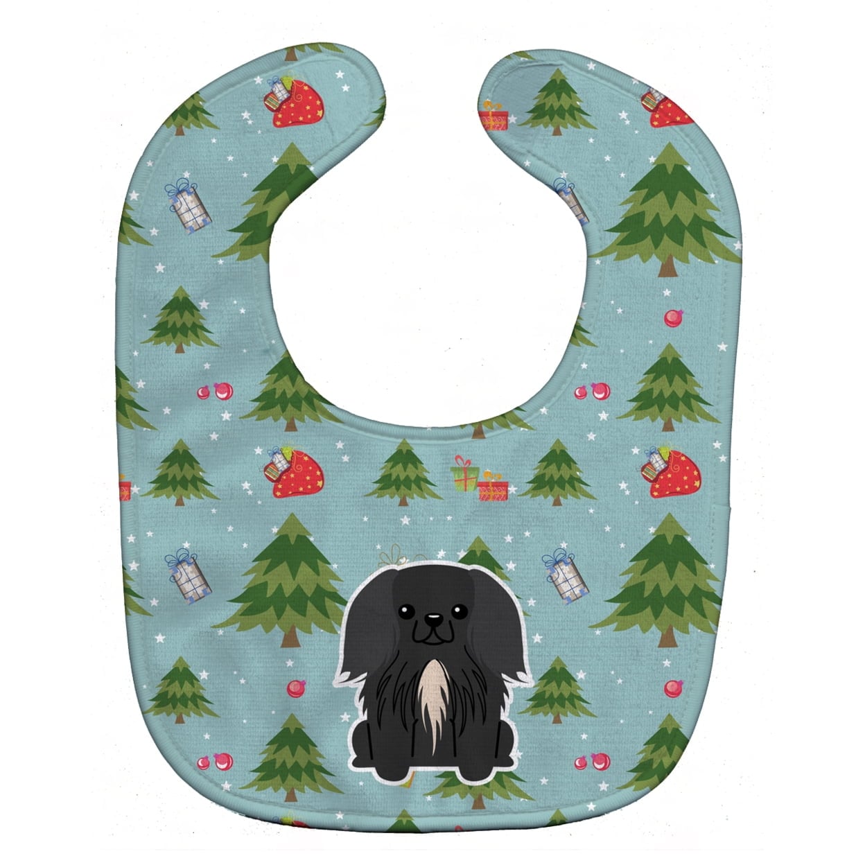 Christmas Pekingnese Black Baby Bib