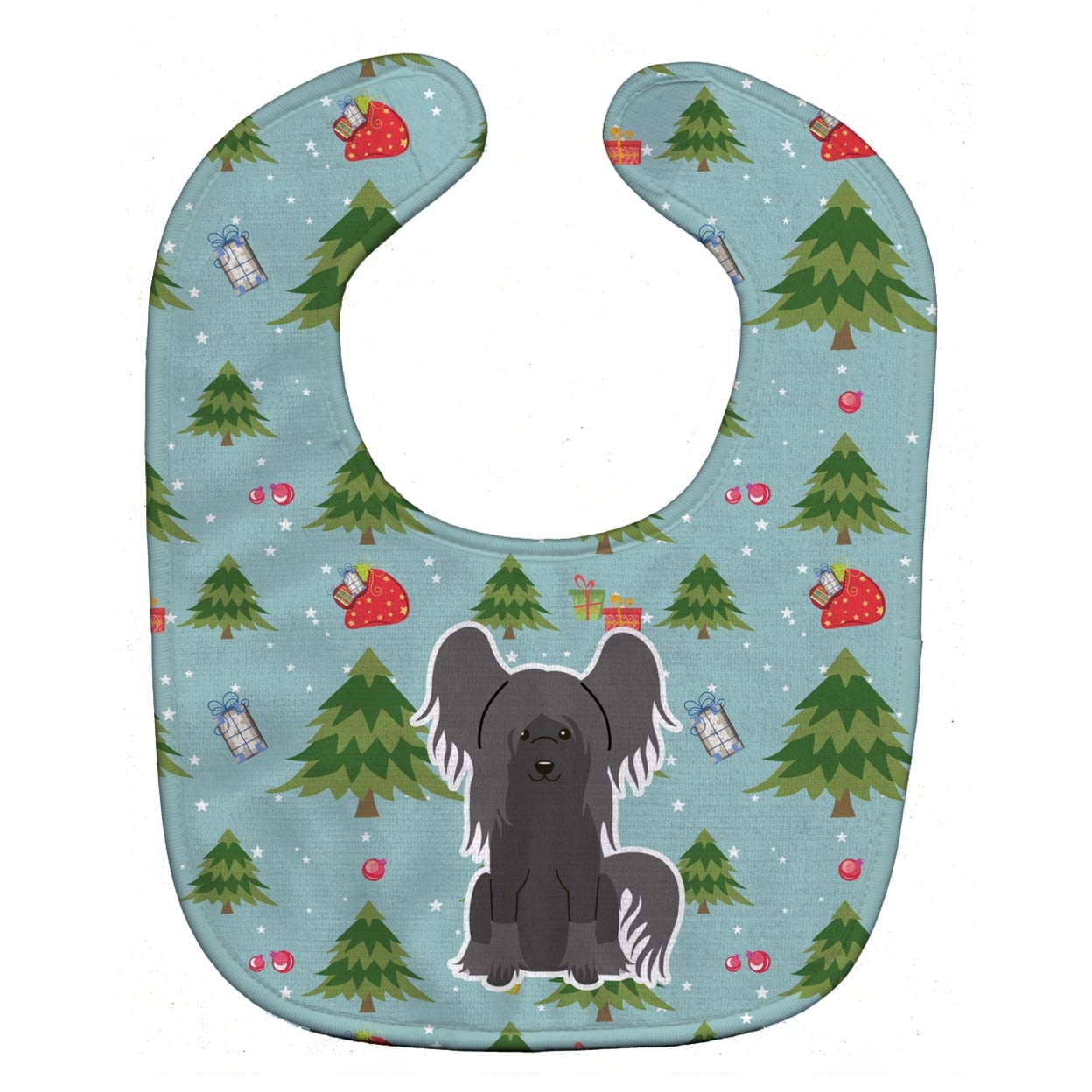 Christmas Chinese Crested Black Baby Bib