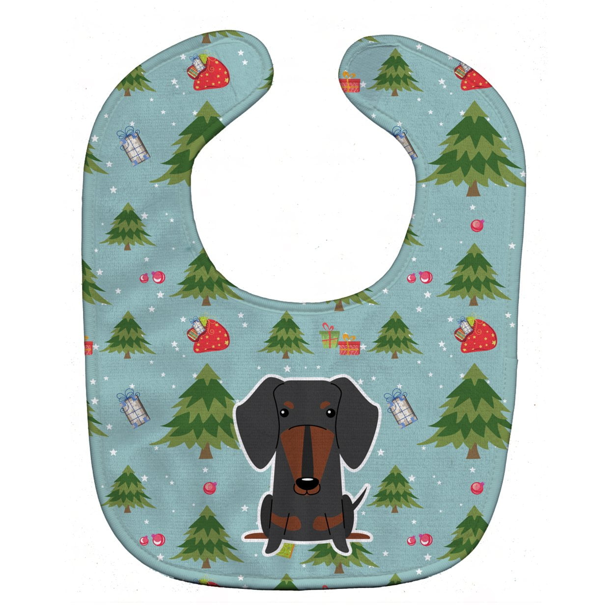 Picture of Carolines Treasures BB4792BIB Christmas Dachshund Black Tan Baby Bib