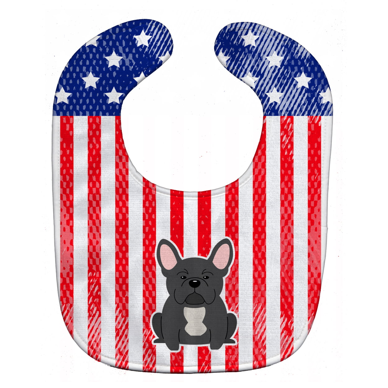 Picture of Carolines Treasures BB3009BIB Patriotic USA French Bulldog Black Baby Bib