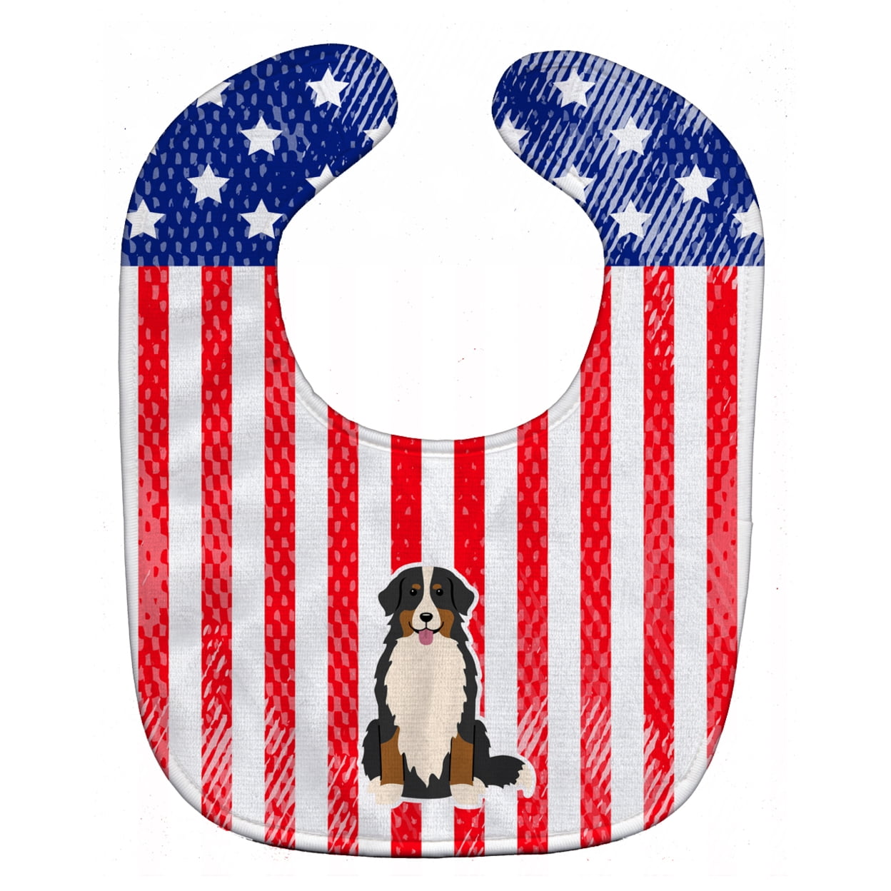 Picture of Carolines Treasures BB3031BIB Patriotic USA Bernese Mountain Dog Baby Bib