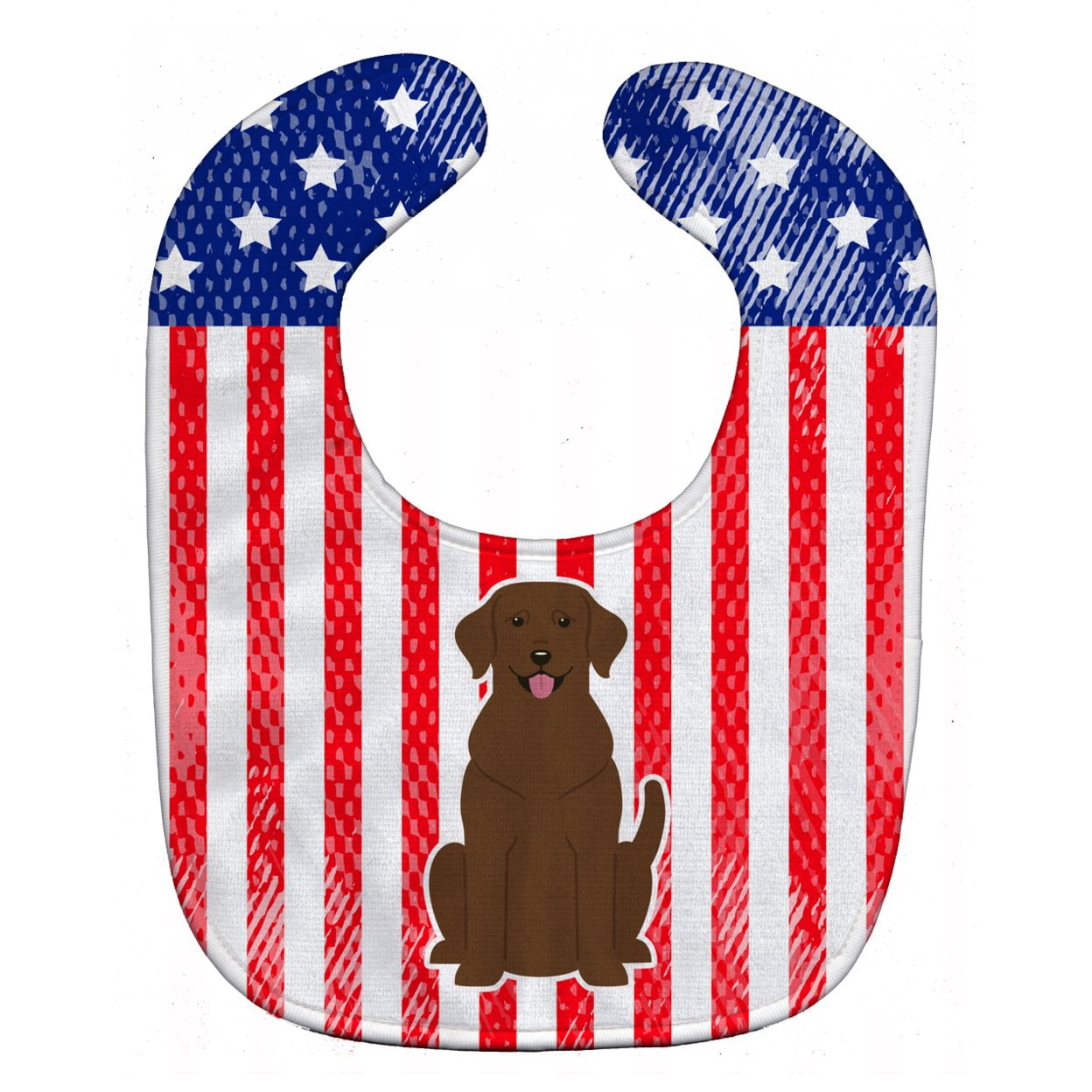 Picture of Carolines Treasures BB3051BIB Patriotic USA Chocolate Labrador Baby Bib