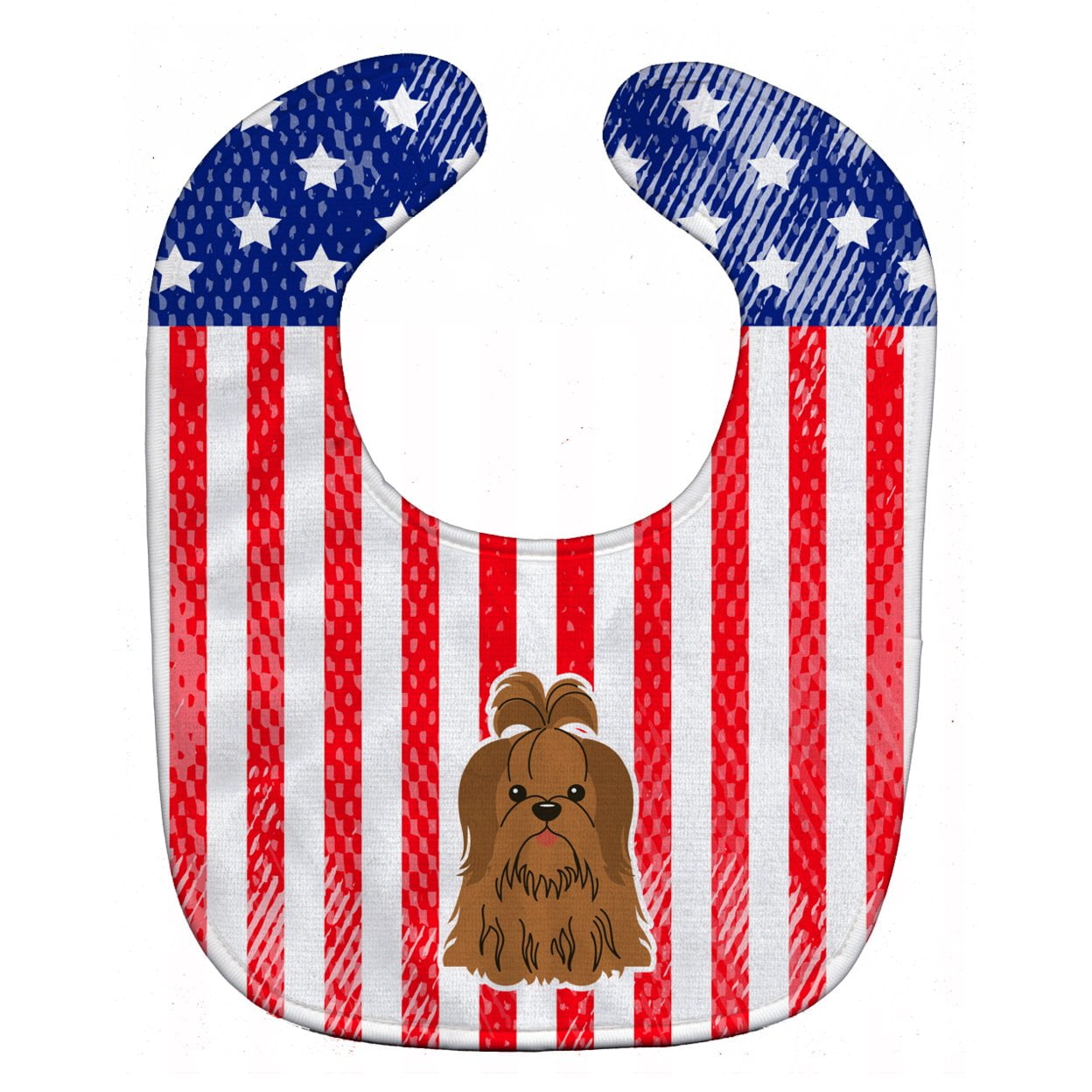 Patriotic USA Shih Tzu Silver Chocolate Baby Bib