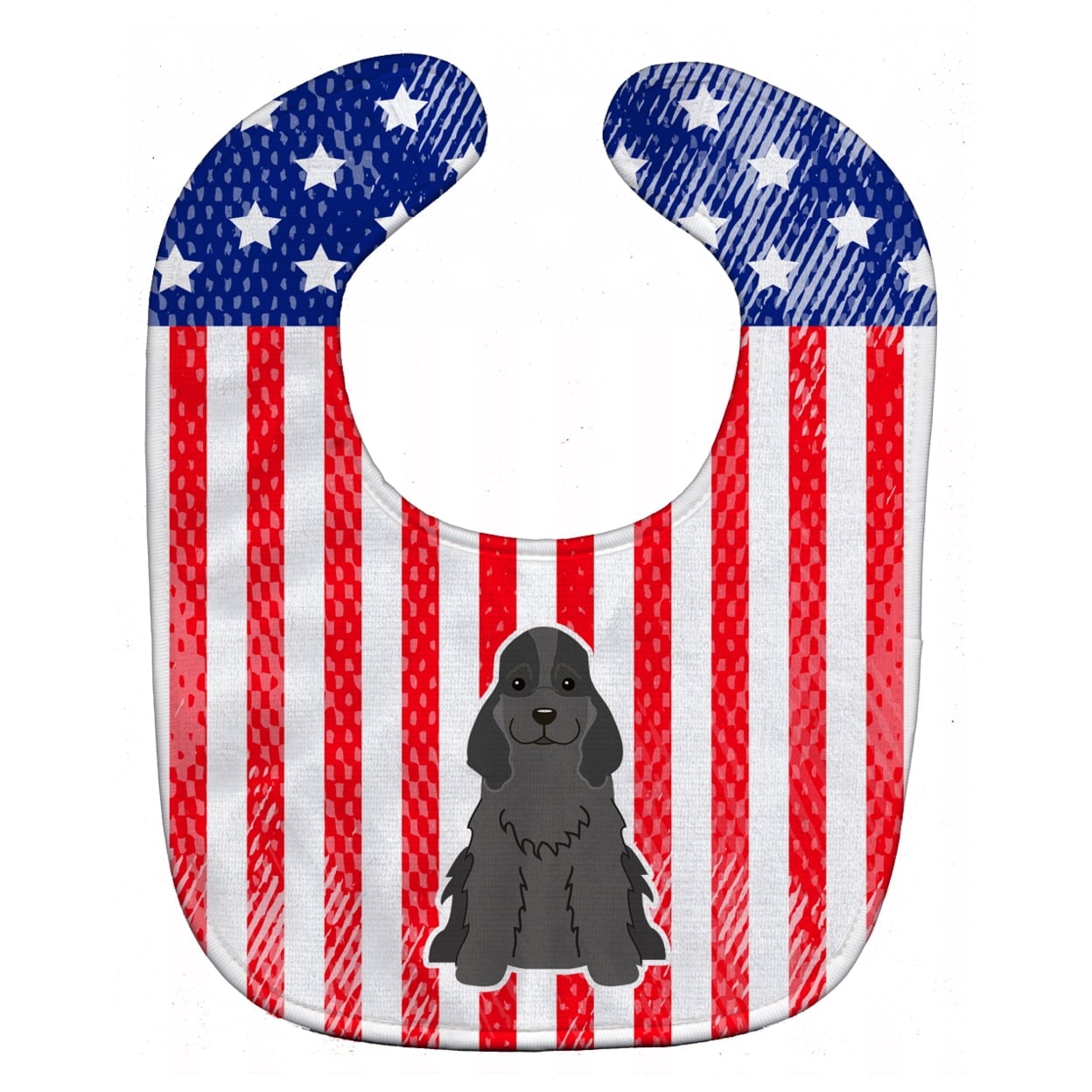 Patriotic USA Cocker Spaniel Black Baby Bib