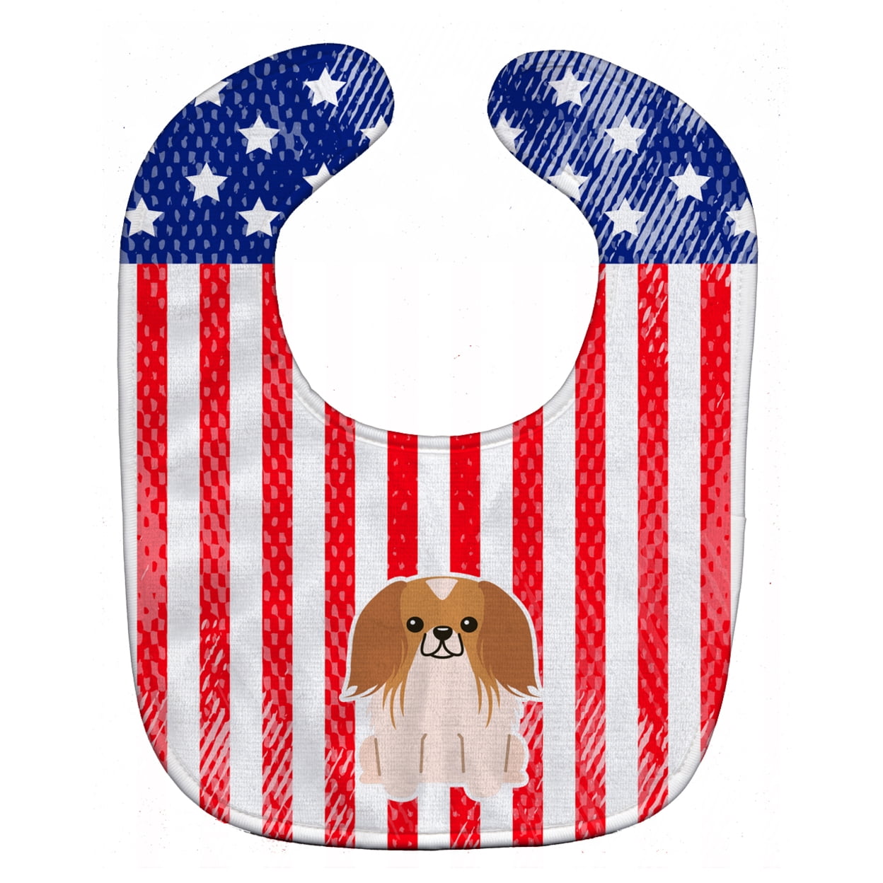 Patriotic USA Pekingnese Red White Baby Bib