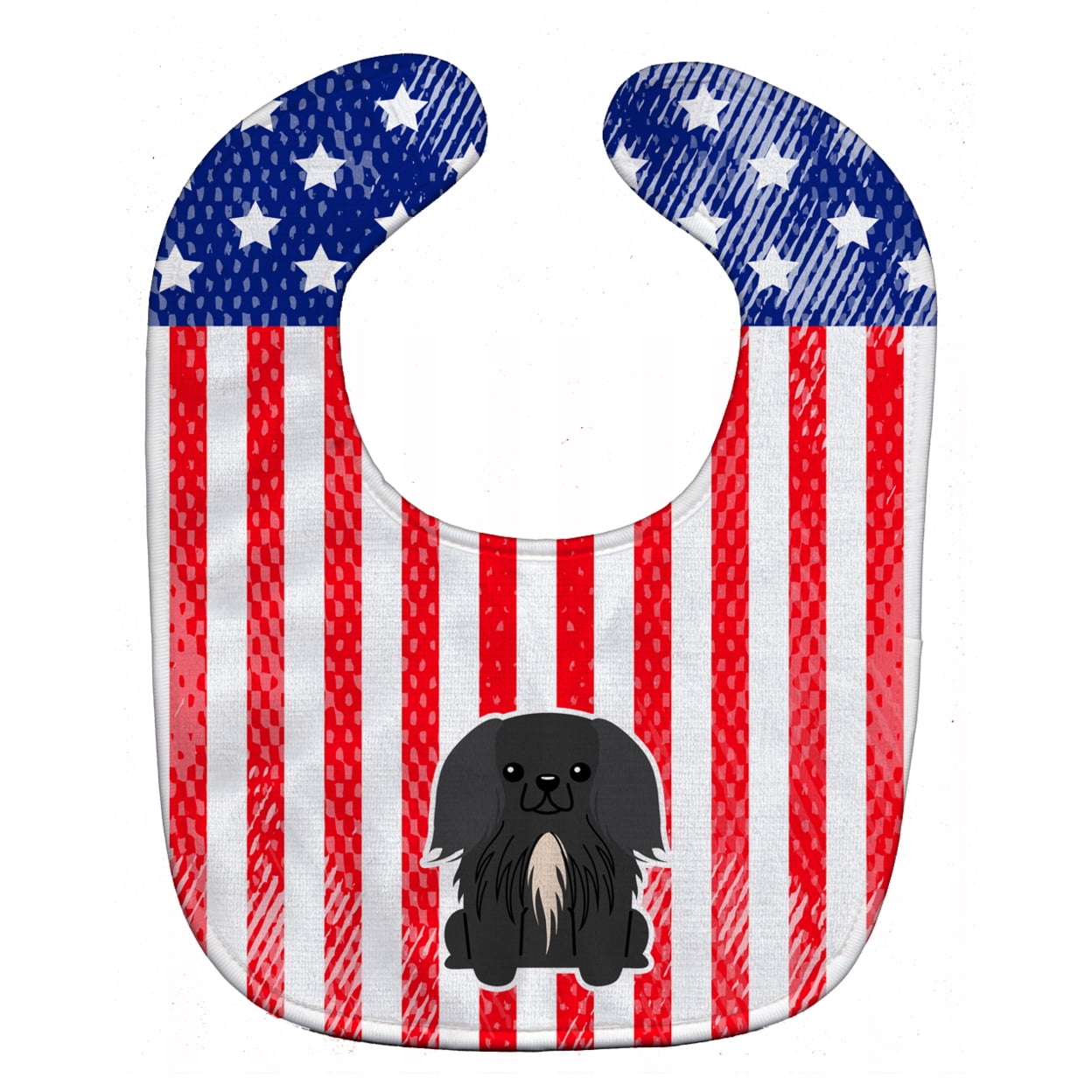 Patriotic USA Pekingnese Black Baby Bib