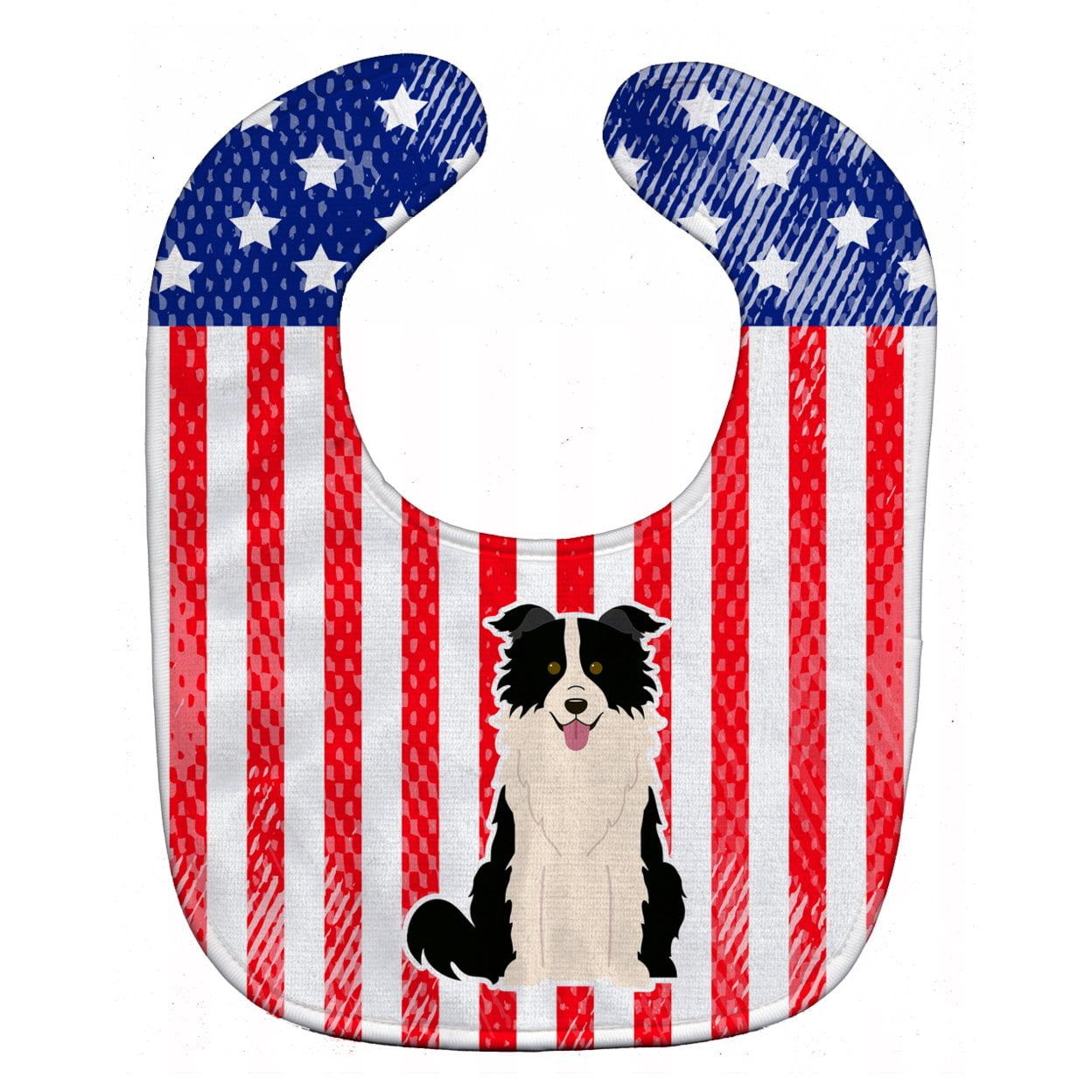Patriotic USA Border Collie Black & White Baby Bib