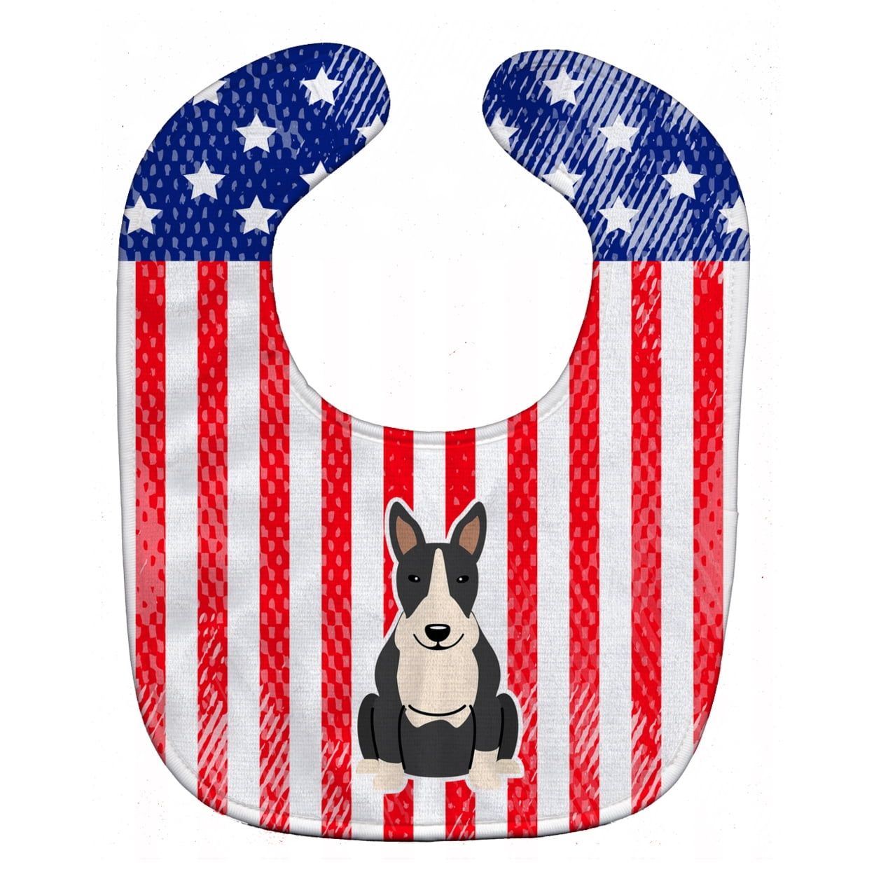 Patriotic USA Bull Terrier Black & White Baby Bib