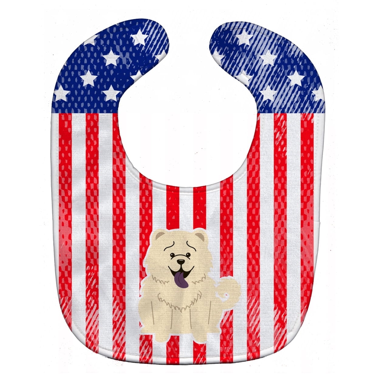 Patriotic USA Chow Chow White Baby Bib