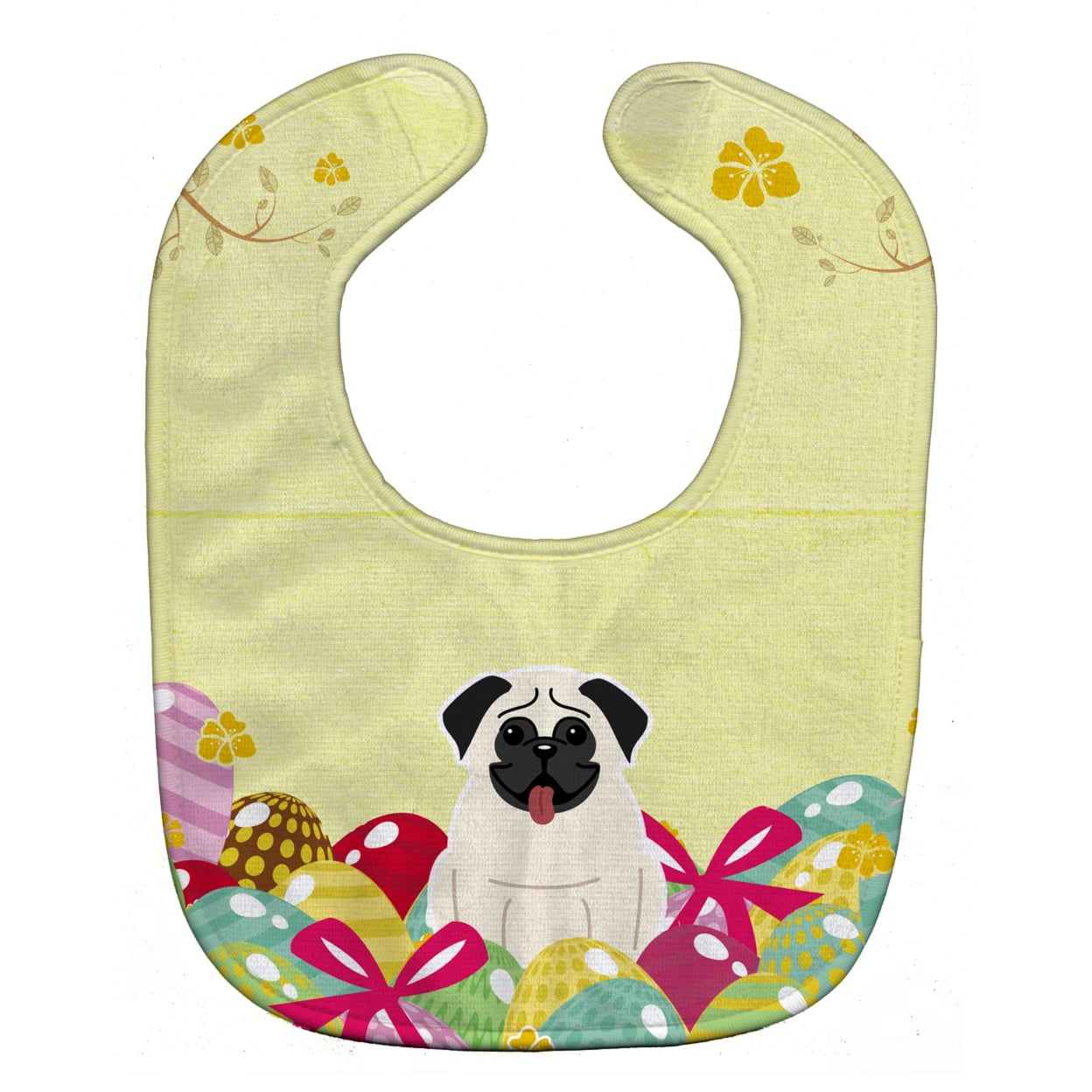 Easter Eggs Pug Cream Baby Bib