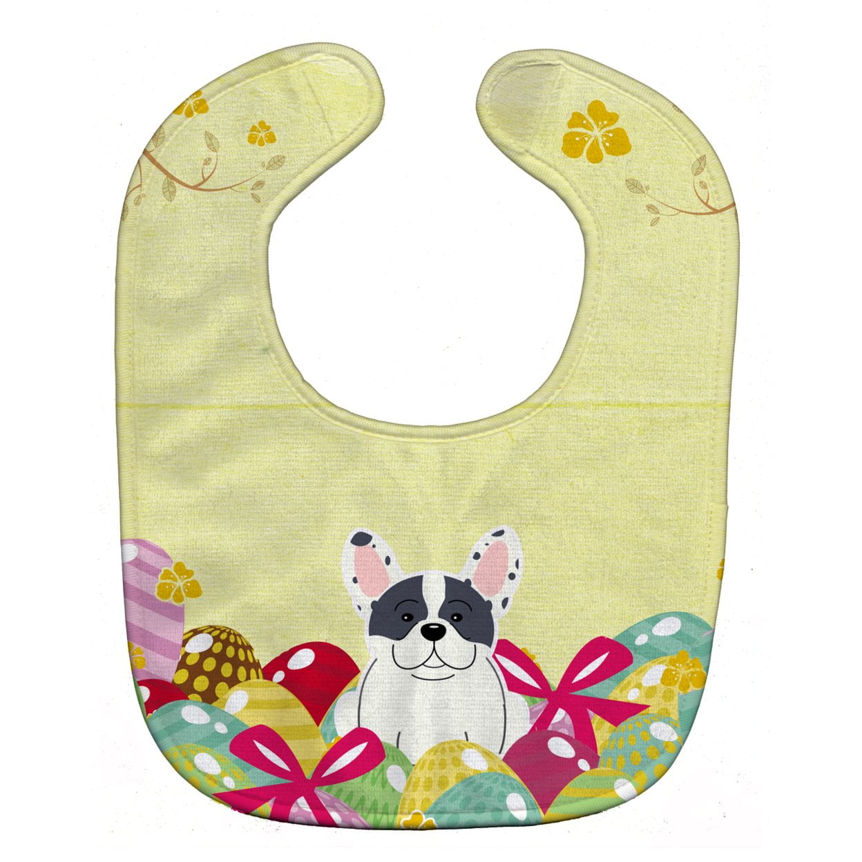 BB6011BIB Easter Eggs French Bulldog Piebald Baby Bib