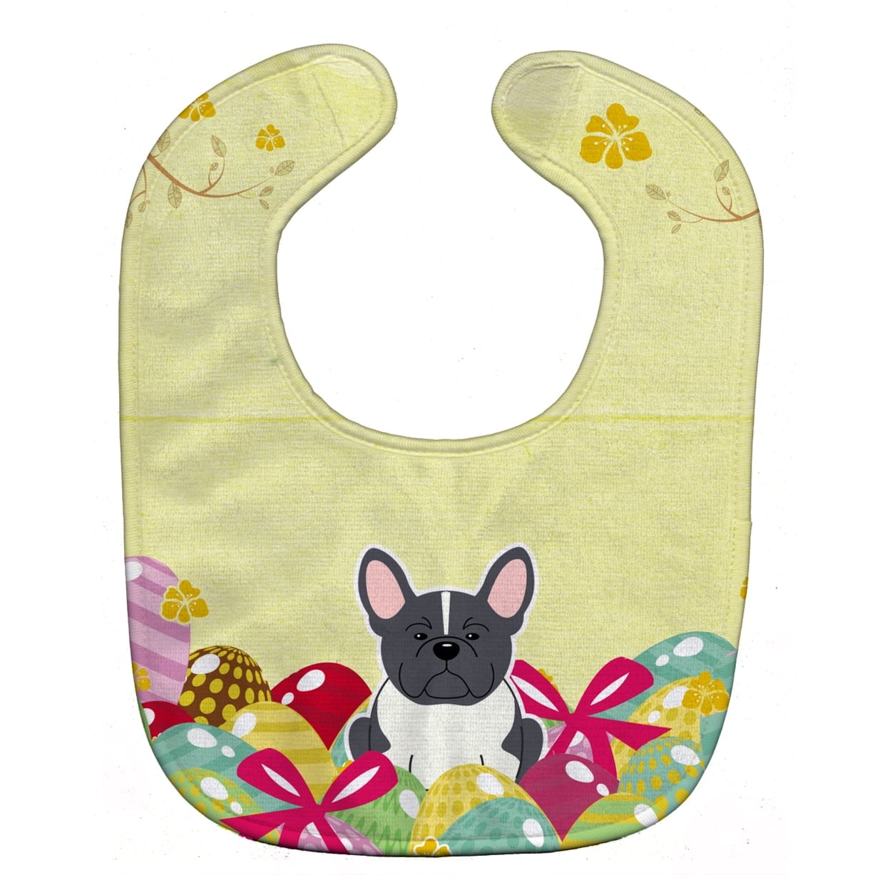 BB6012BIB Easter Eggs French Bulldog Black & White Baby Bib