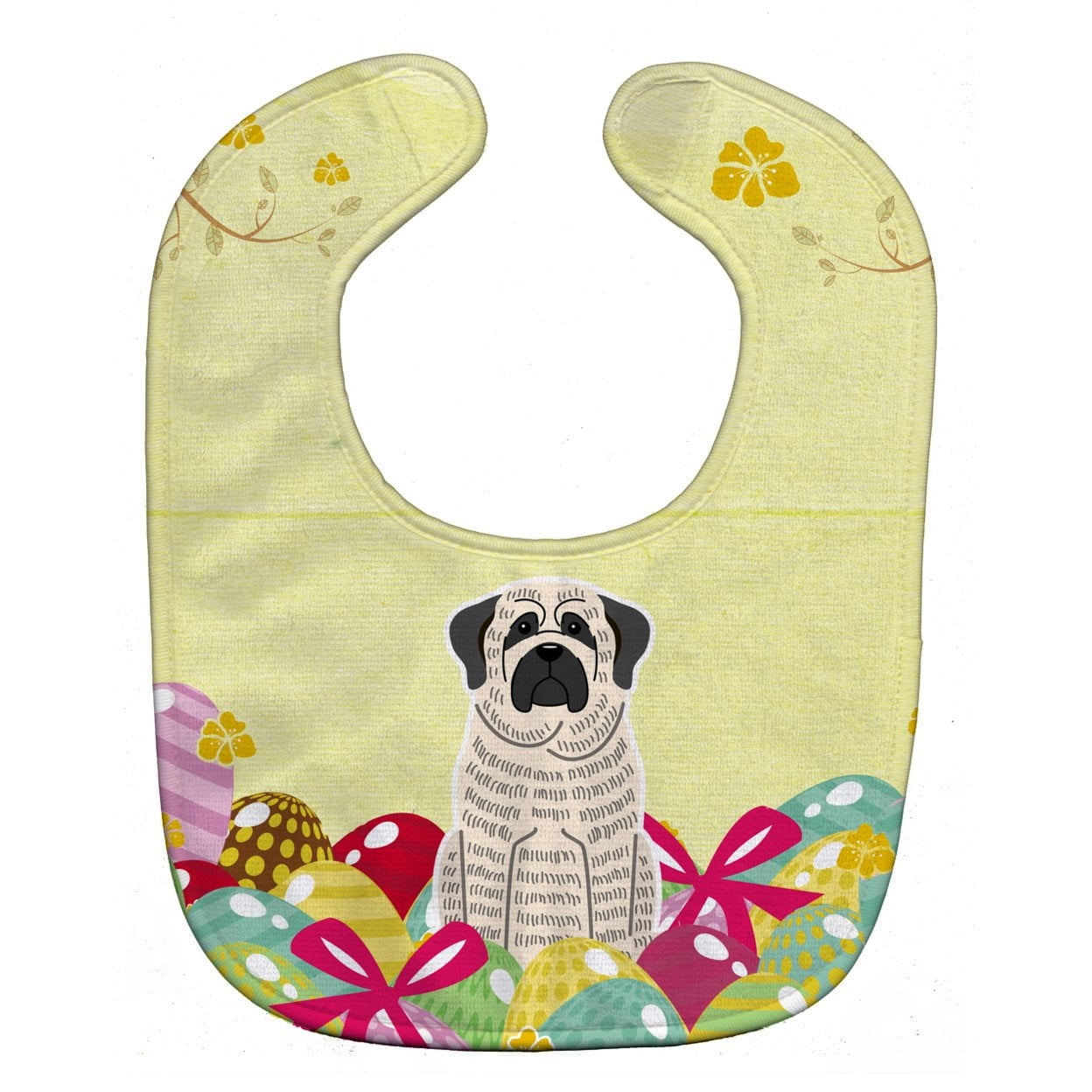 Easter Eggs Mastiff Brindle White Baby Bib