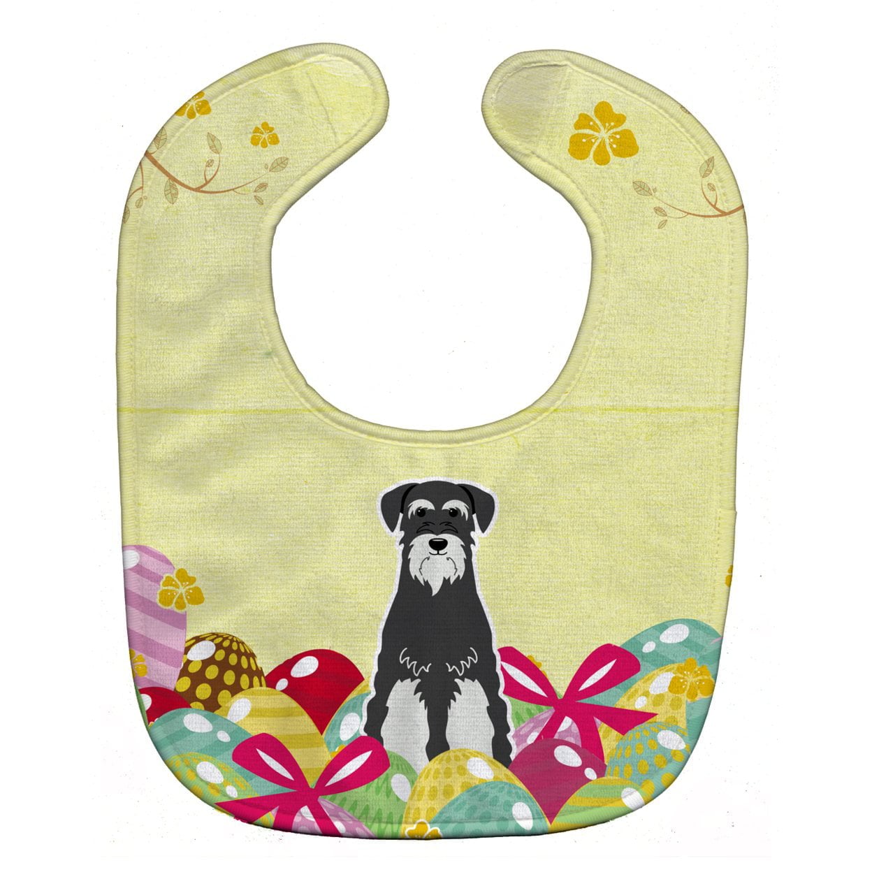BB6033BIB Easter Eggs Standard Schnauzer Salt & Pepper Baby Bib