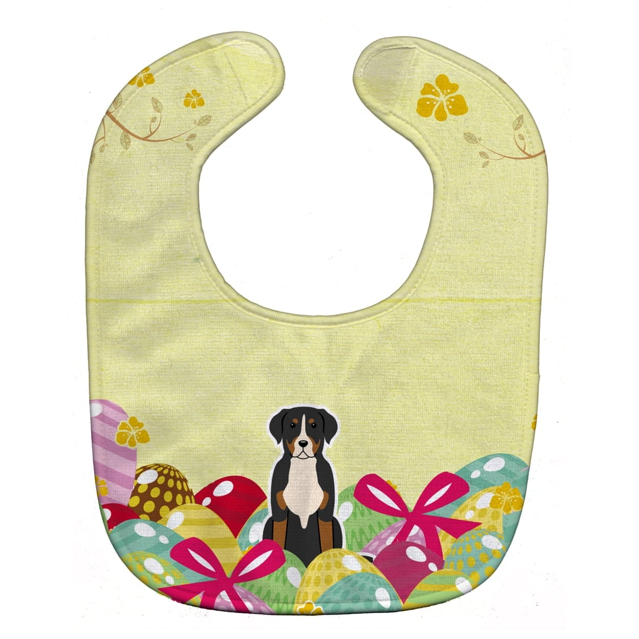 BB6037BIB Easter Eggs Greater Swiss Mountain Dog Baby Bib
