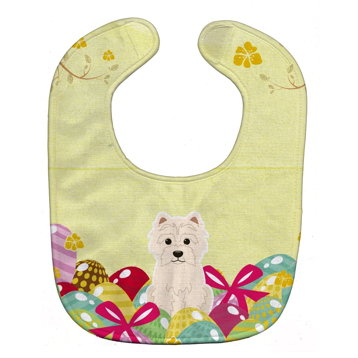 BB6042BIB Easter Eggs Westie Baby Bib