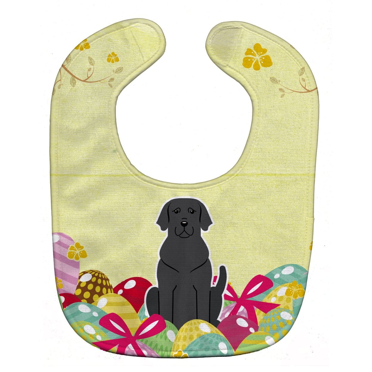 BB6057BIB Easter Eggs Black Labrador Baby Bib