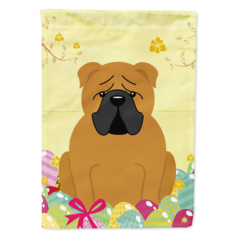 Easter Eggs English Bulldog Red Flag Canvas House Size