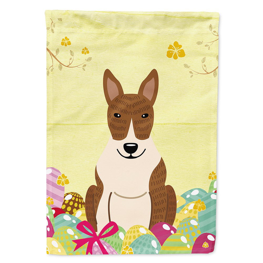 Easter Eggs Bull Terrier Brindle Flag Canvas House Size
