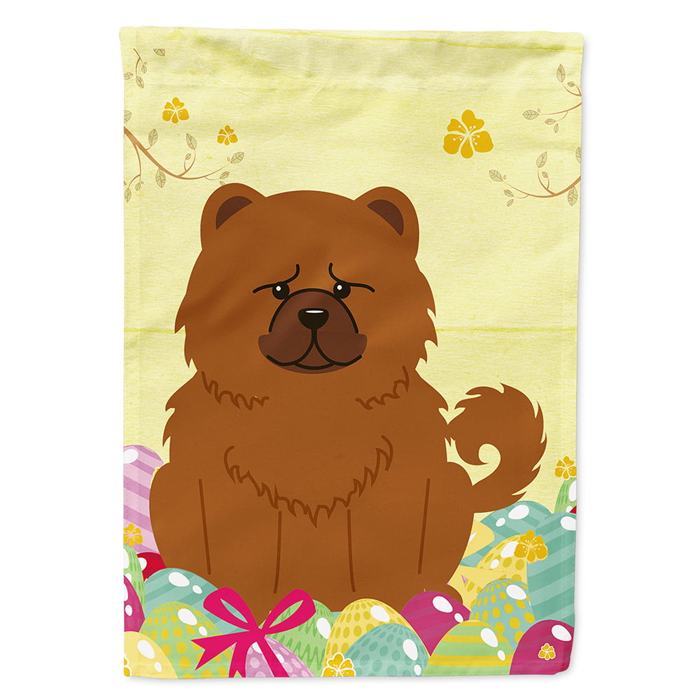 BB6142CHF Easter Eggs Chow Chow Red Flag Canvas House Size