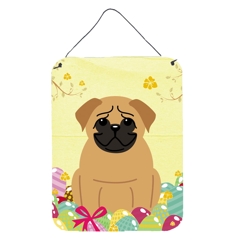 BB6007DS1216 Easter Eggs Pug Brown Wall or Door Hanging Prints