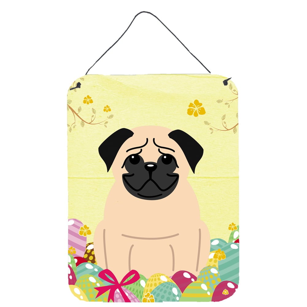 BB6008DS1216 Easter Eggs Pug Fawn Wall or Door Hanging Prints