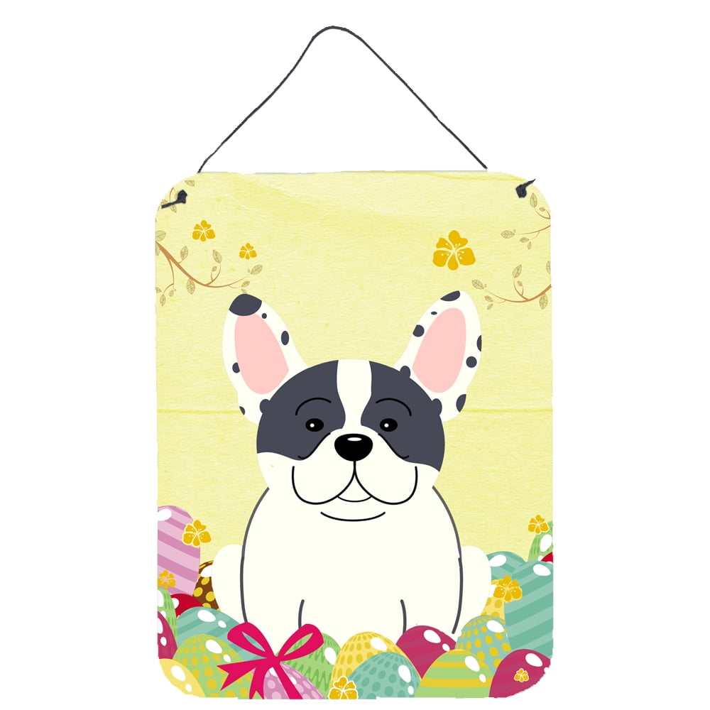 Easter Eggs French Bulldog Piebald Wall or Door Hanging Prints