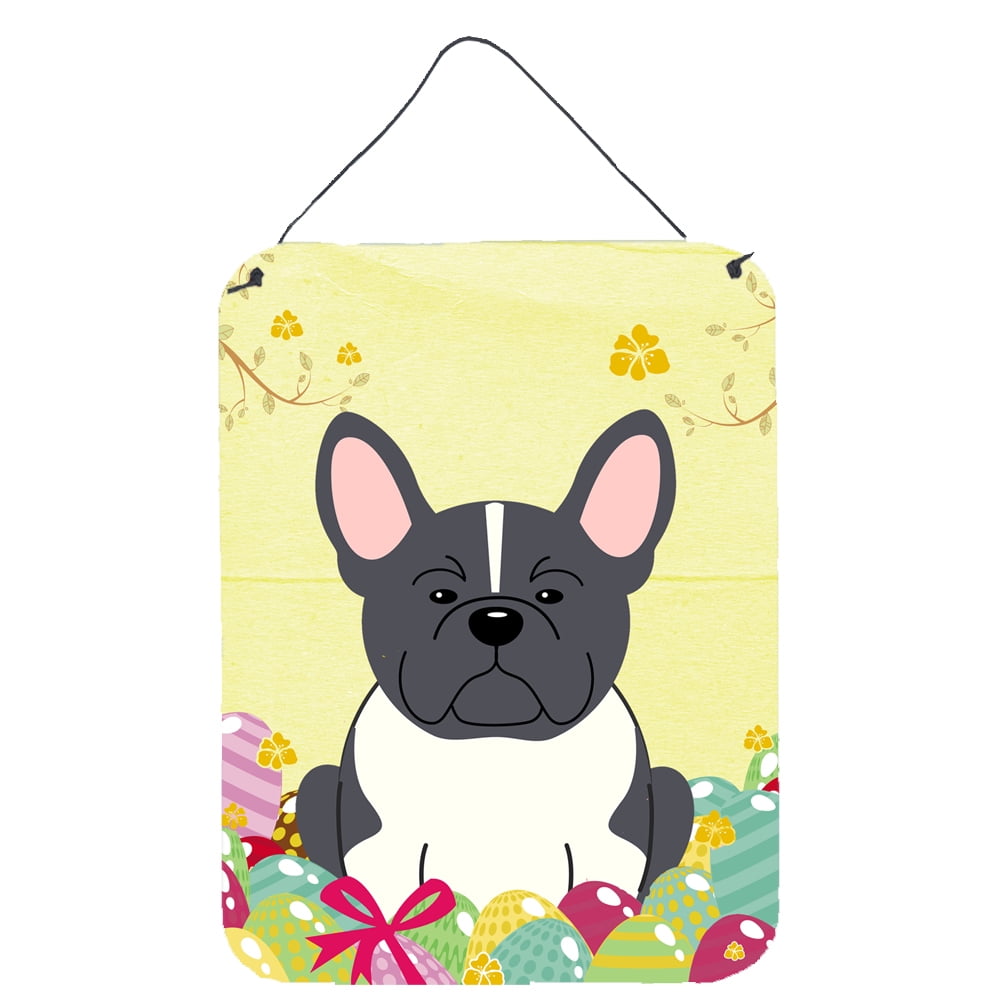 Easter Eggs French Bulldog Black White Wall or Door Hanging Prints