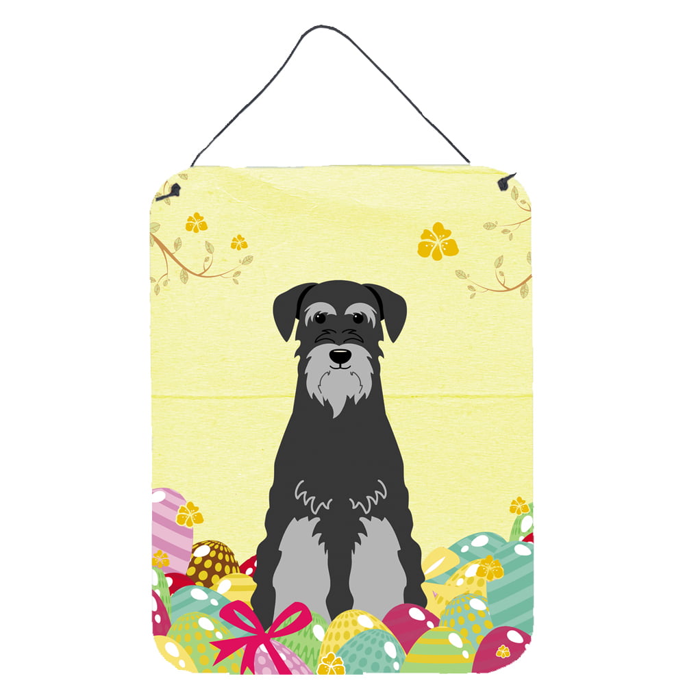 Picture of Carolines Treasures BB6034DS1216 Easter Eggs Standard Schnauzer Black Grey Wall or Door Hanging Prints