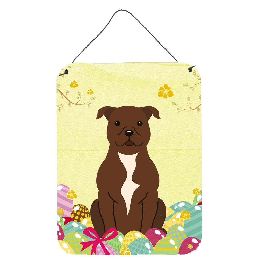 Easter Eggs Staffordshire Bull Terrier Chocolate Wall or Door Hanging Prints
