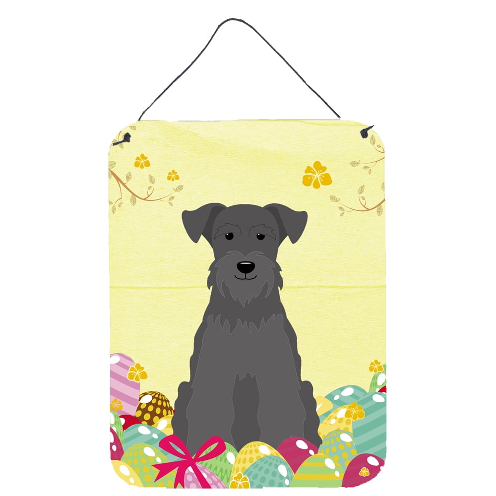 Easter Eggs Miniature Schanuzer Black Wall or Door Hanging Prints