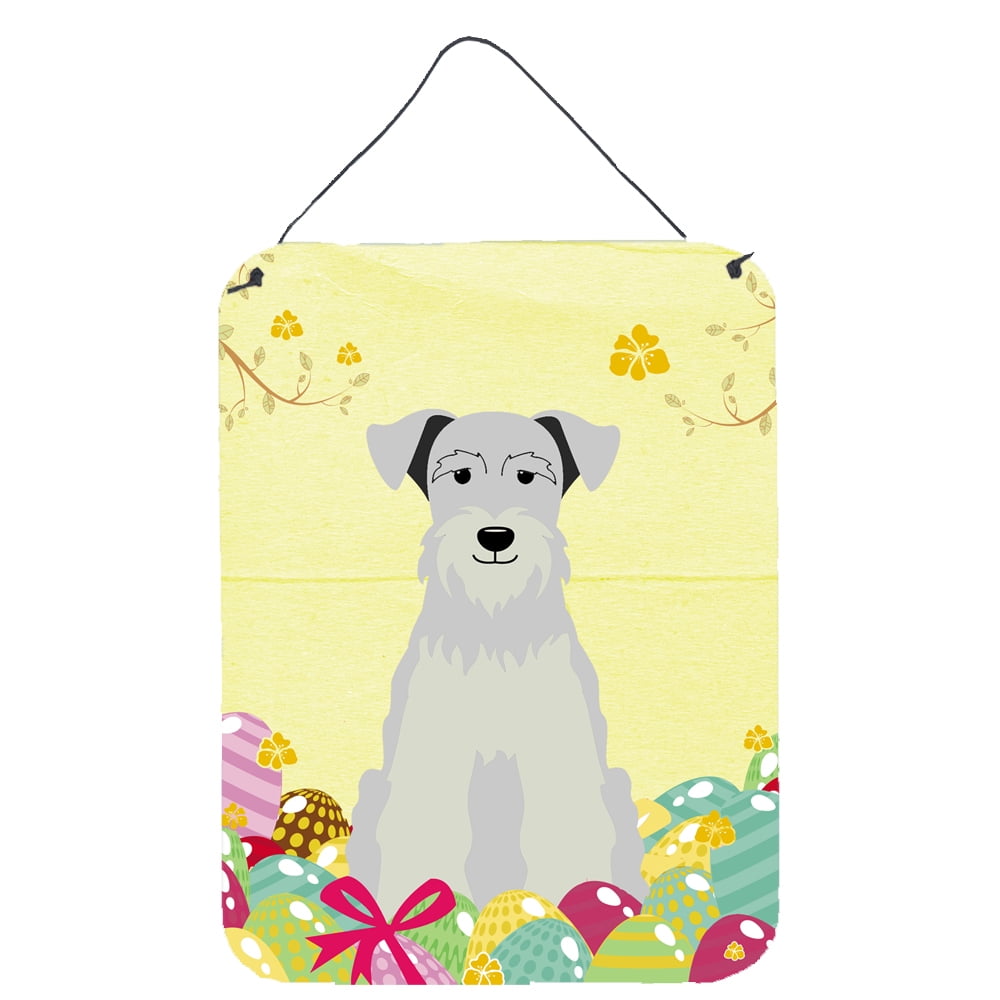 Easter Eggs Miniature Schanuzer White Wall or Door Hanging Prints