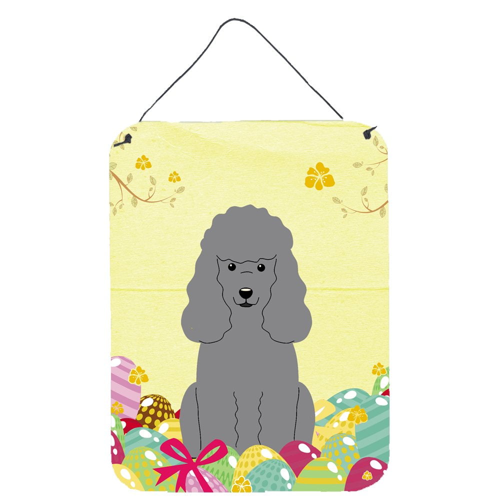 BB6068DS1216 Easter Eggs Poodle Silver Wall or Door Hanging Prints