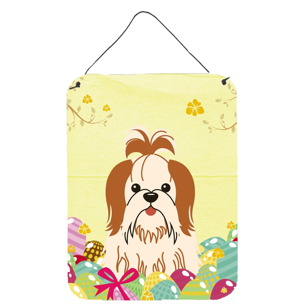 Easter Eggs Shih Tzu Red White Wall or Door Hanging Prints