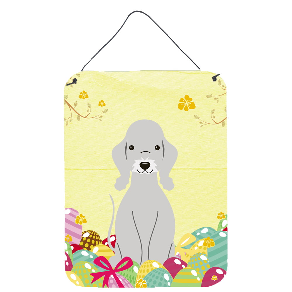 Easter Eggs Bedlington Terrier Blue Wall or Door Hanging Prints