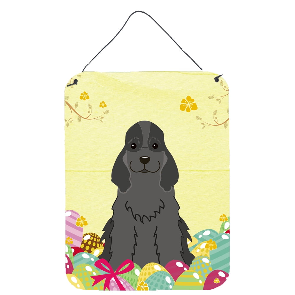 BB6092DS1216 Easter Eggs Cocker Spaniel Black Wall or Door Hanging Prints