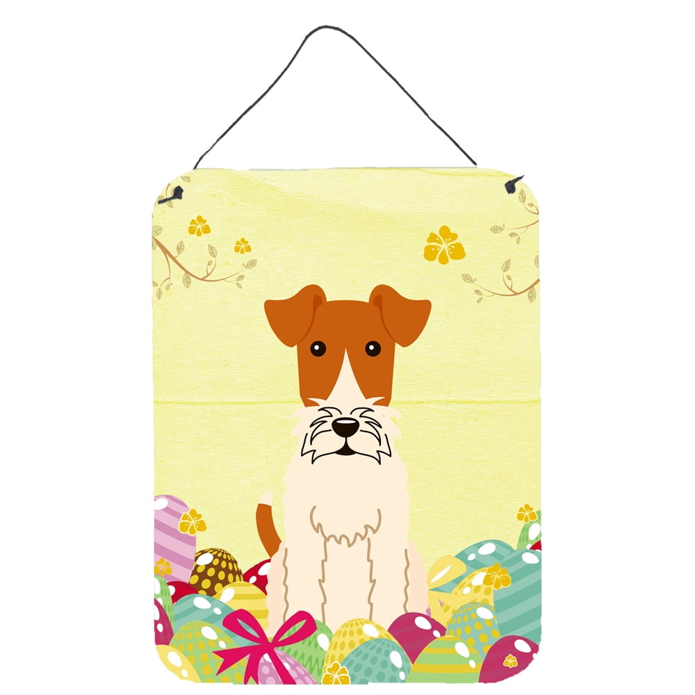 Picture of Carolines Treasures BB6101DS1216 Easter Eggs Wire Fox Terrier Wall or Door Hanging Prints