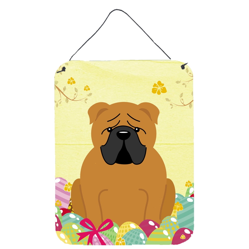 Easter Eggs English Bulldog Red Wall or Door Hanging Prints
