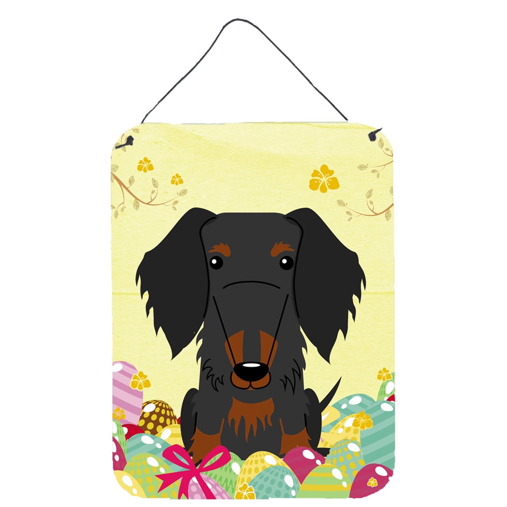 Easter Eggs Wire Haired Dachshund Black Tan Wall or Door Hanging Prints
