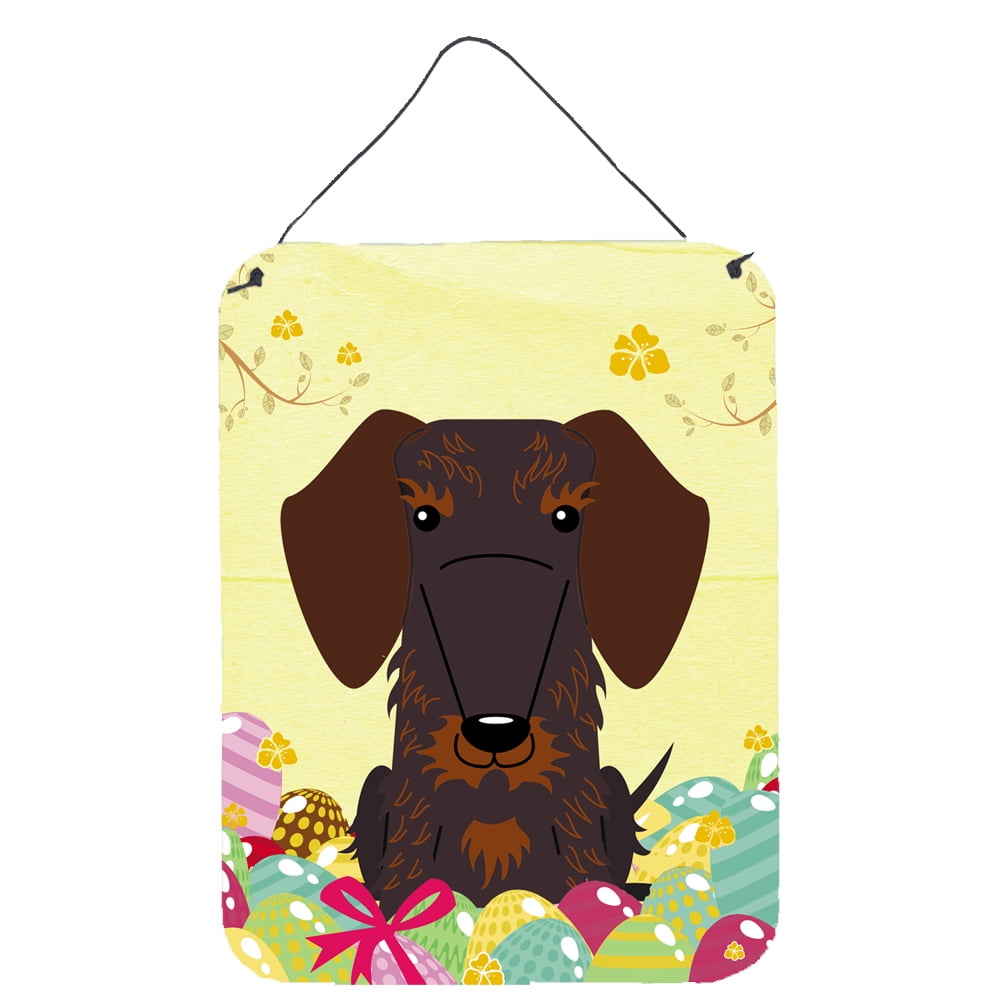 Easter Eggs Wire Haired Dachshund Chocolate Wall or Door Hanging Prints