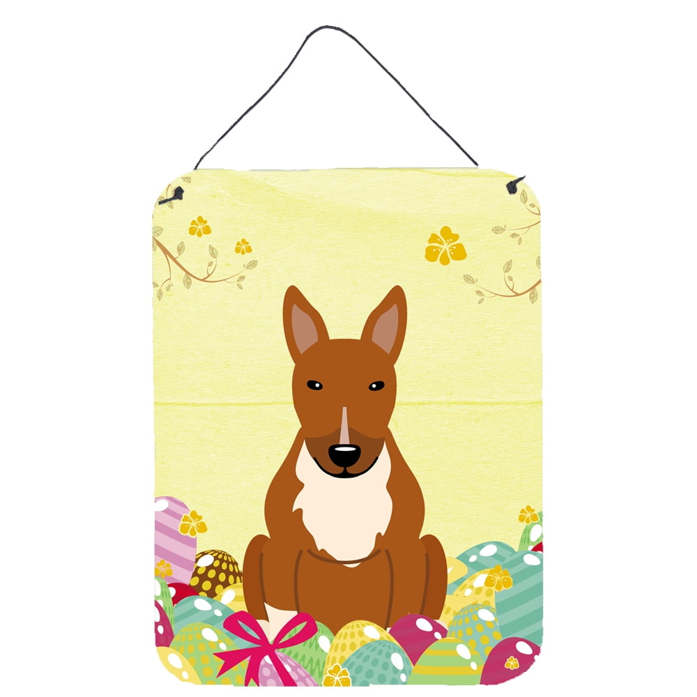 Easter Eggs Bull Terrier Red Wall or Door Hanging Prints