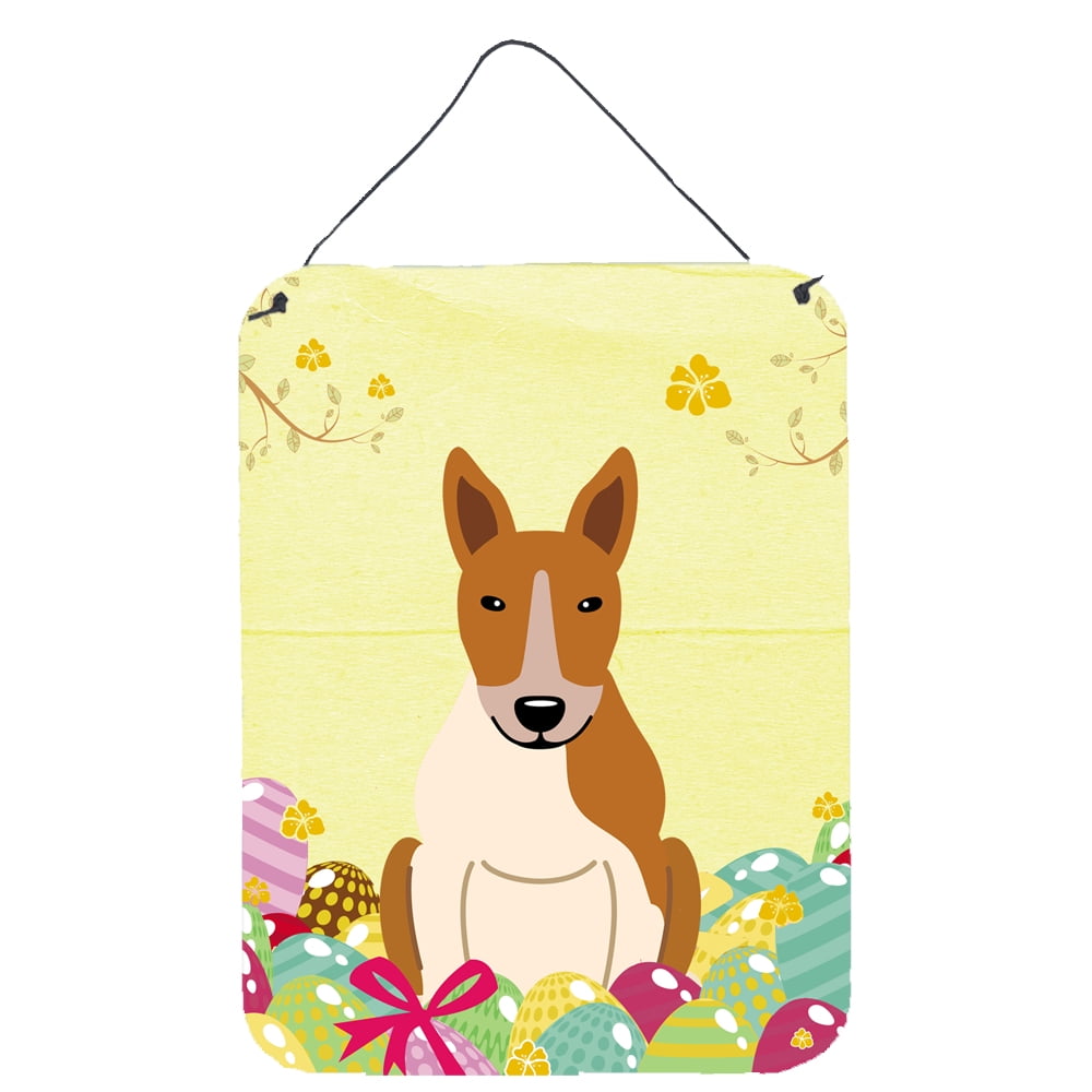 Easter Eggs Bull Terrier Red White Wall or Door Hanging Prints