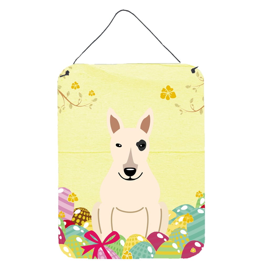Easter Eggs Bull Terrier White Wall or Door Hanging Prints