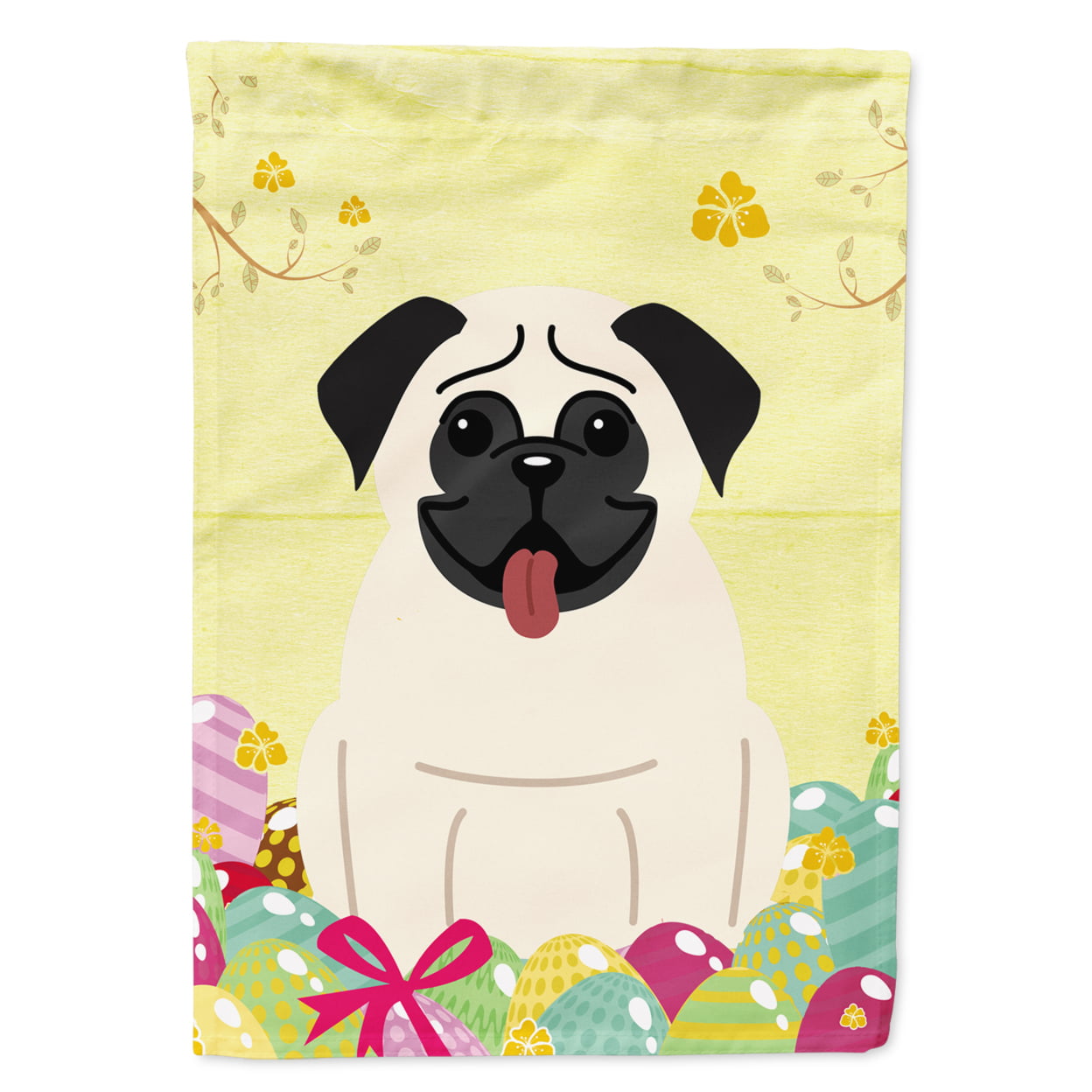 BB6004GF Easter Eggs Pug Cream Garden Size Flag