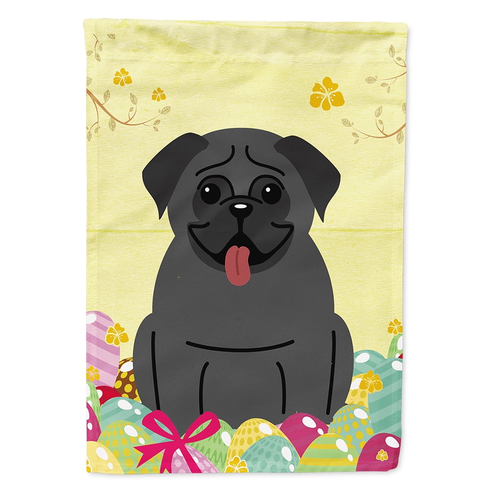 Easter Eggs Pug Black Garden Size Flag