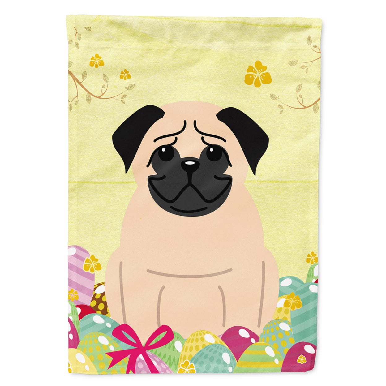 BB6008GF Easter Eggs Pug Fawn Garden Size Flag